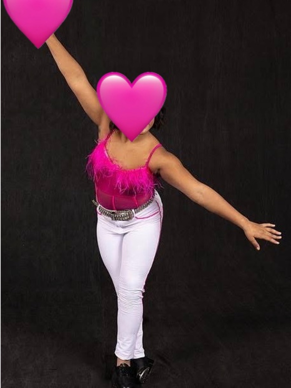 Girls Hot Pink Dance Leotard and White Pants Costume - Picture 4 of 6